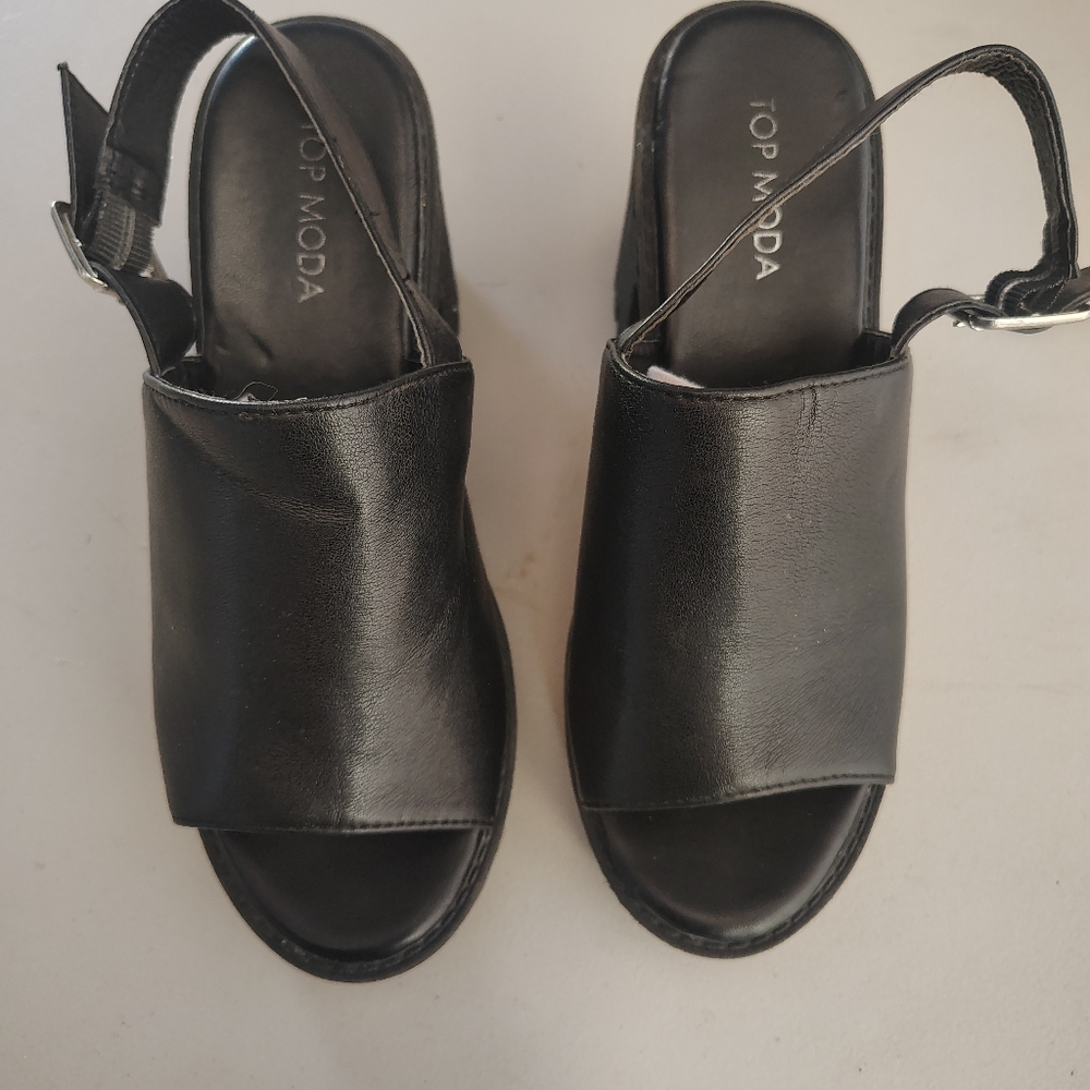 TOP Moda Black Chunky Heel Mules - Picture 2 of 7